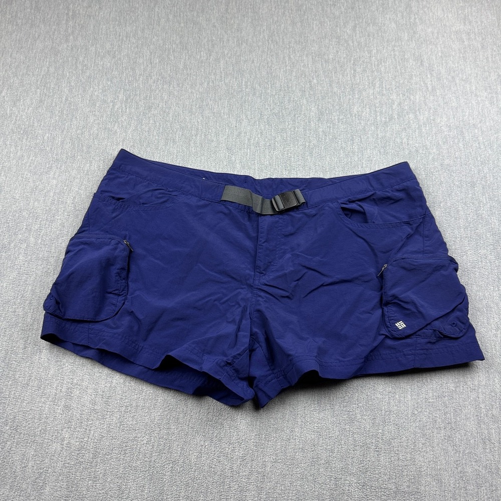 Columbia Shorts Women XL Purple Cargo Hiking Belted 3" Nylon Outdoor Summer Camp